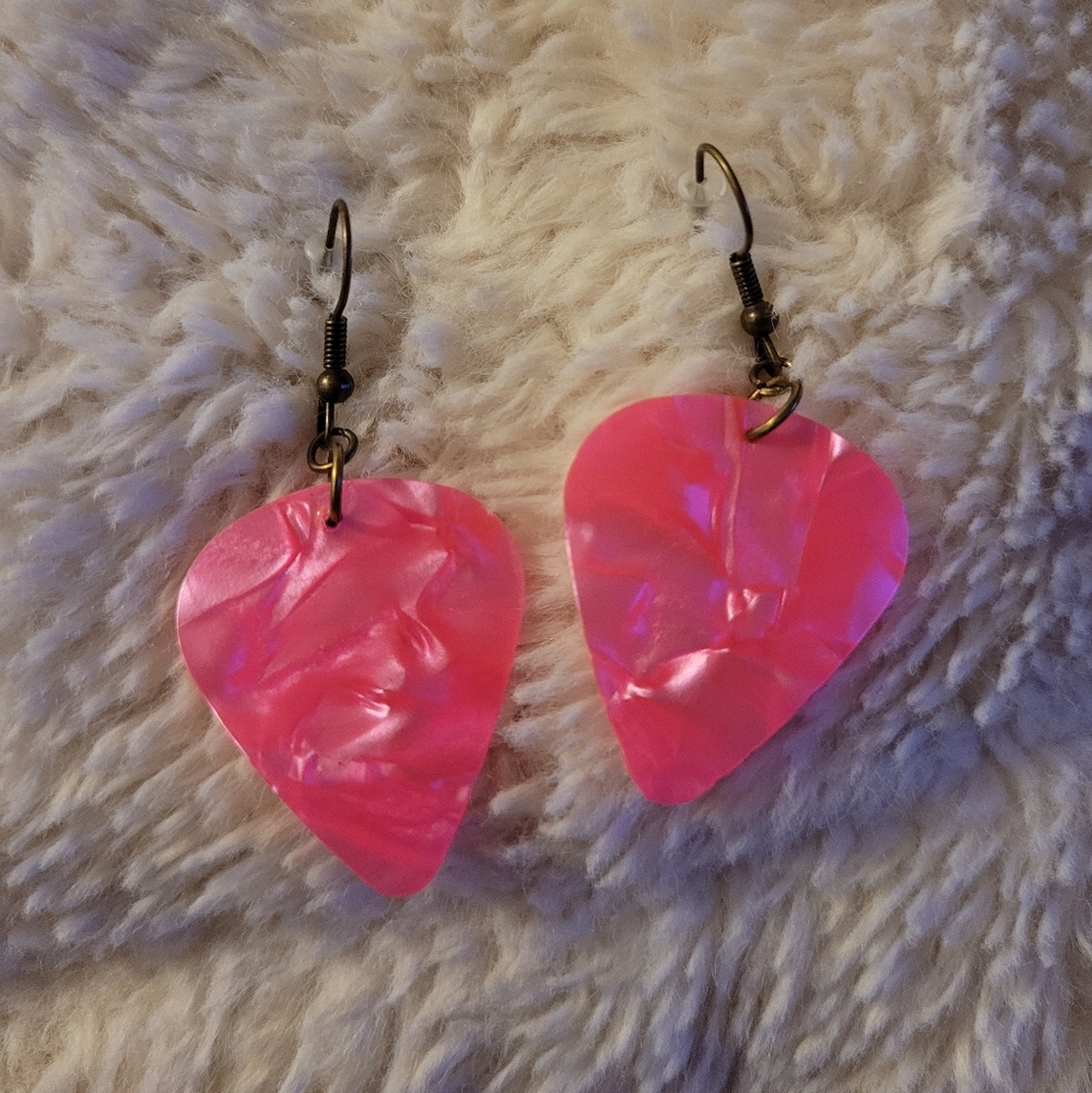 COPY - [NEW] Hot Pink Guitar Pick Earrings